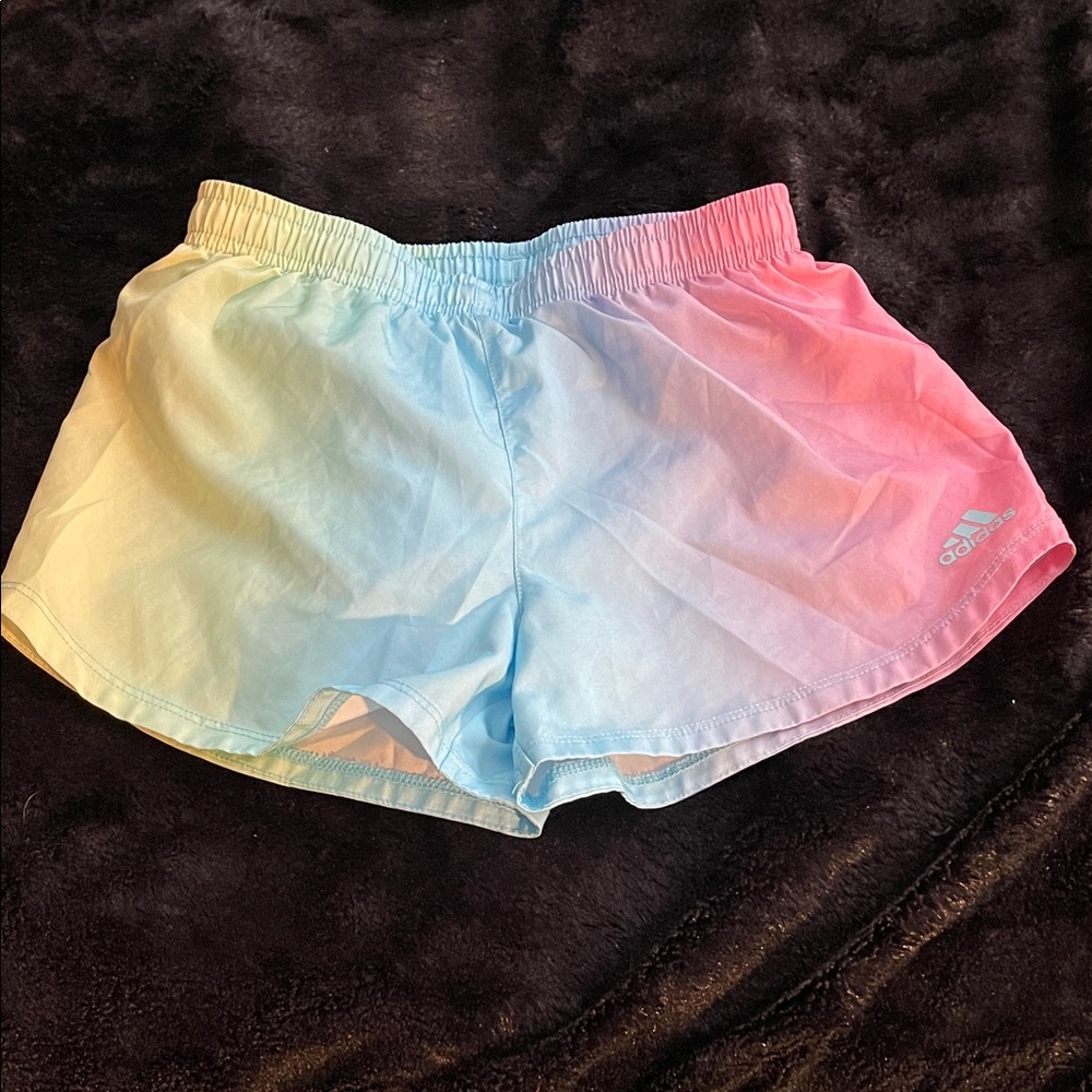 adidas Kids Gradient Shorts - Pink and Blue Functional Drawstring Elastic Waist